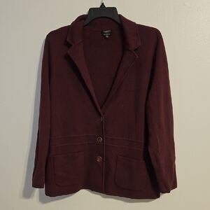 Talbots Women's Burgundy Merino Wool Sweater Blazer. Size 2XP